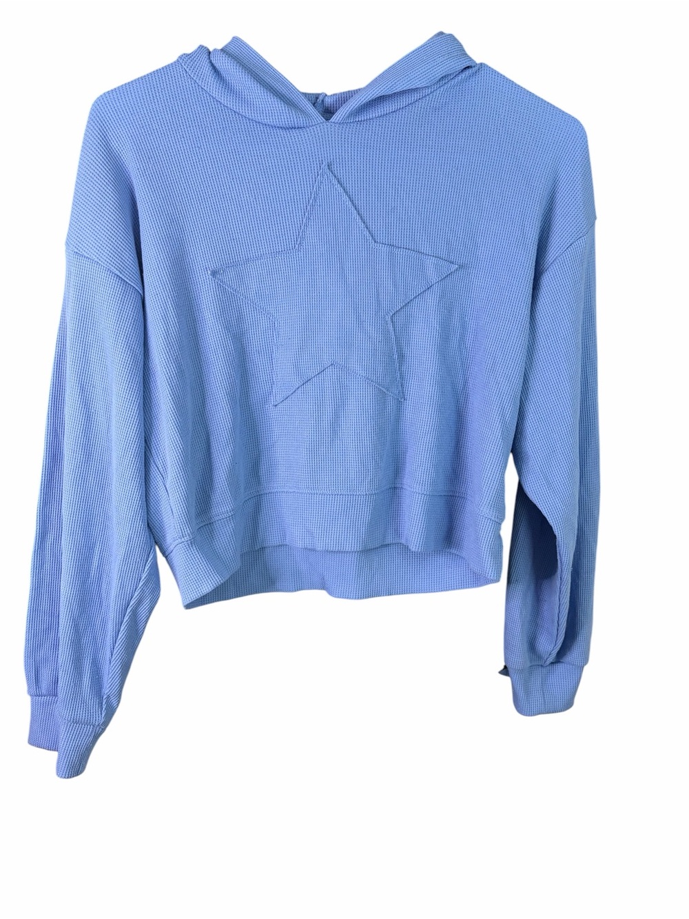 No Boundaries Periwinkle Blue Waffle Knit Star Hoodie Size S (4-6)